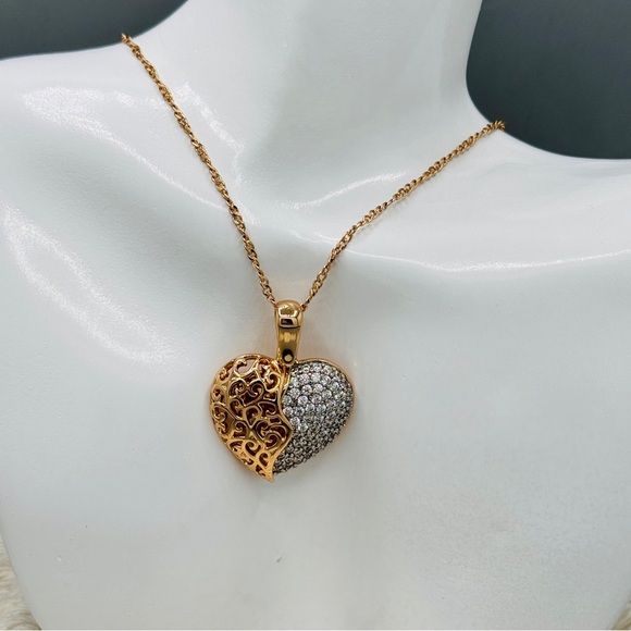 Split Heart Necklace 18K laminated gold - Picture 3 of 8